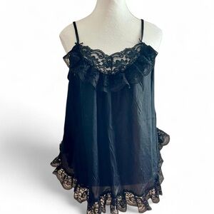 Jessica Black Satin Camisole with Lace